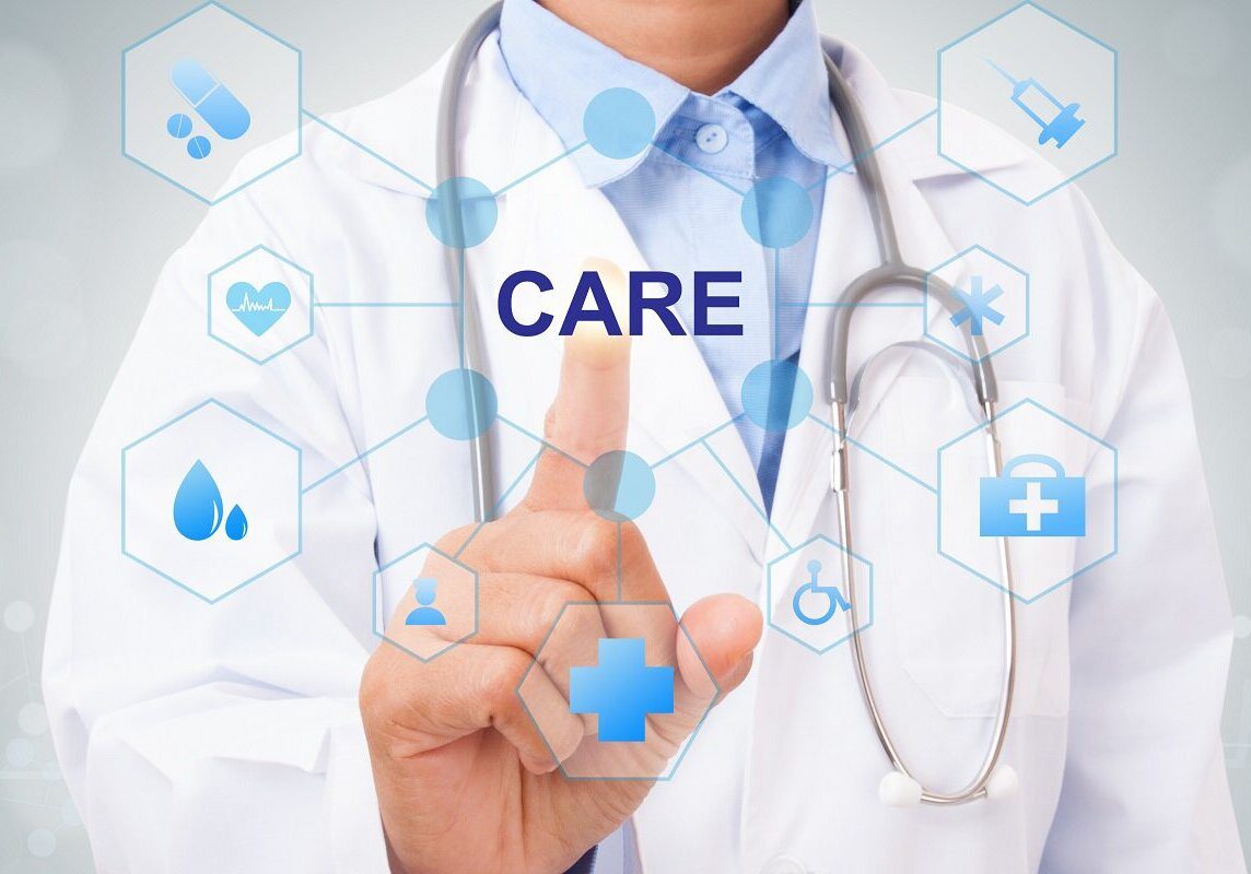 Doctor,Hand,Touching,Care,Sign,On,Virtual,Screen.,Medical,Concept Doctor,Hand,Touching,Care,Sign,On,Virtual,Screen.,Medical,Concept